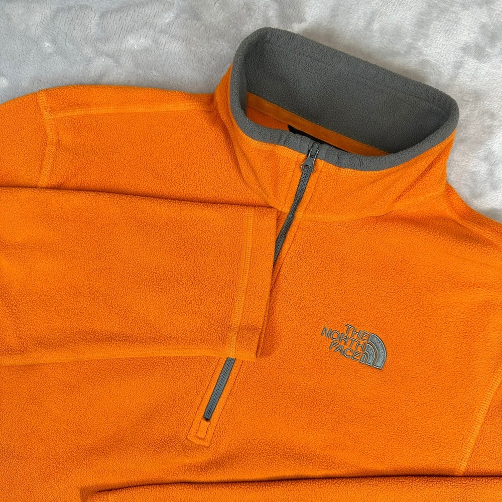 The North Face Fleece Mens M Orange TKA 100 Quarter Zip‎ Pullover Sweater T183